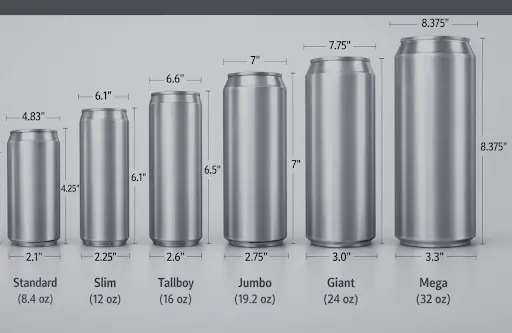 All Energy Drink Can Size Dimensions Chart List